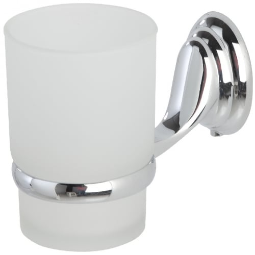 Portaspazzolino cromo vetro satinato con piastre in acciaio antiruggine linea facile Feridras 091001-b