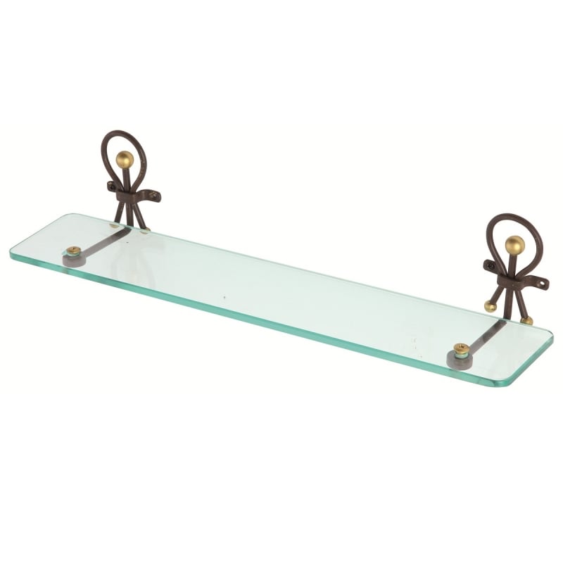 Mensola  in ferro battuto e piano in vetro temperato lavorazione artigianale 50 cm linea golden rust Feridras 150023-b