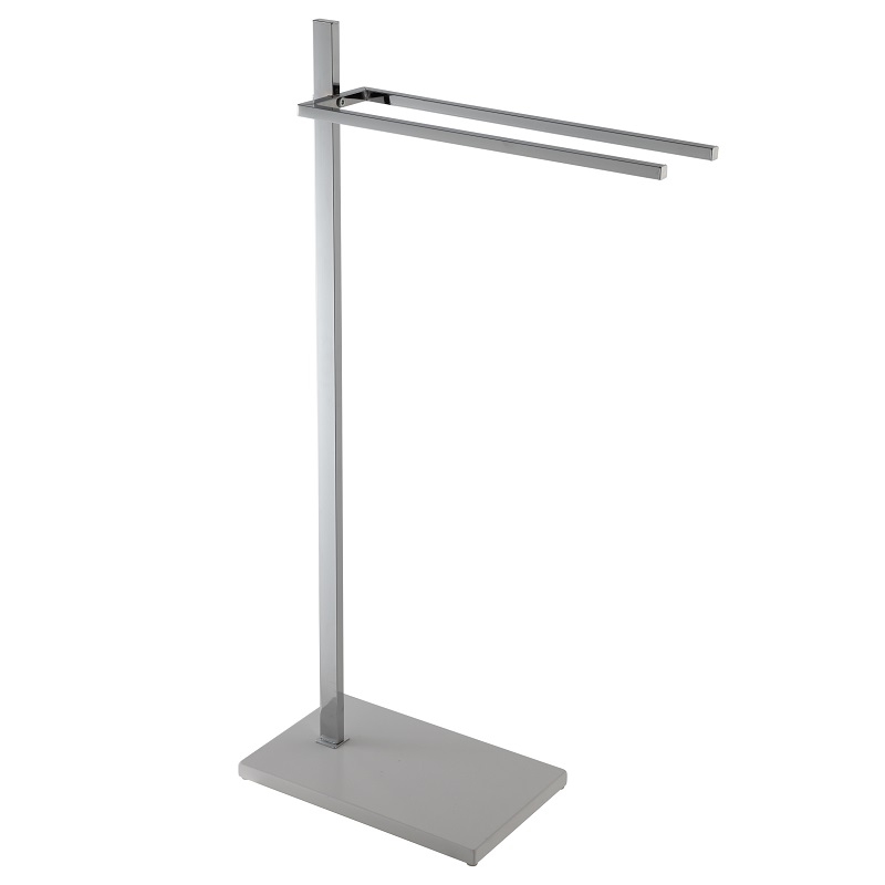 Piantana portasciugamani in acciaio cromato e bianco 2 bracci alto 85 cm Feridras 230007-b
