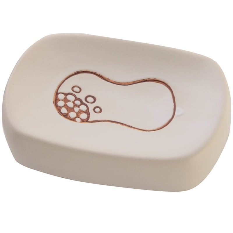 Portasapone in ceramica con stampa a fuoco bianco linea tonga Feridras 275003-b