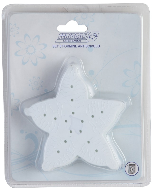 Set formine antiscivolo stella marina in pvc 6 pz bianco Feridras 280057-b