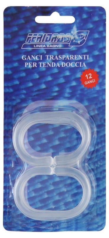 Set 12 ganci doccia trasparenti Feridras 293034