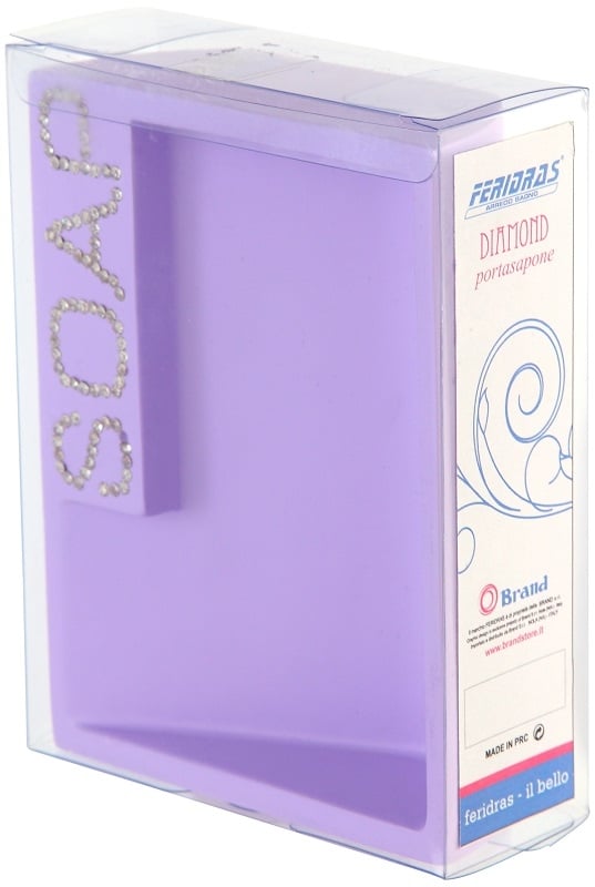 Portasapone in poliresina con brillantini lilla linea diamond Feridras 442035