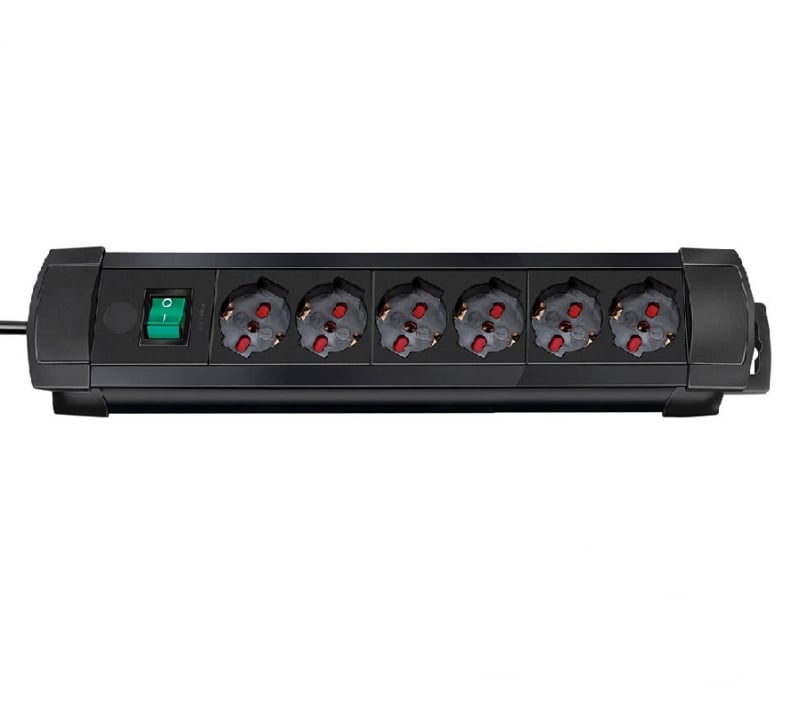 Multipresa in plastica 6 posti con interruttore 47 cm Nero Premium Brennenstuhl