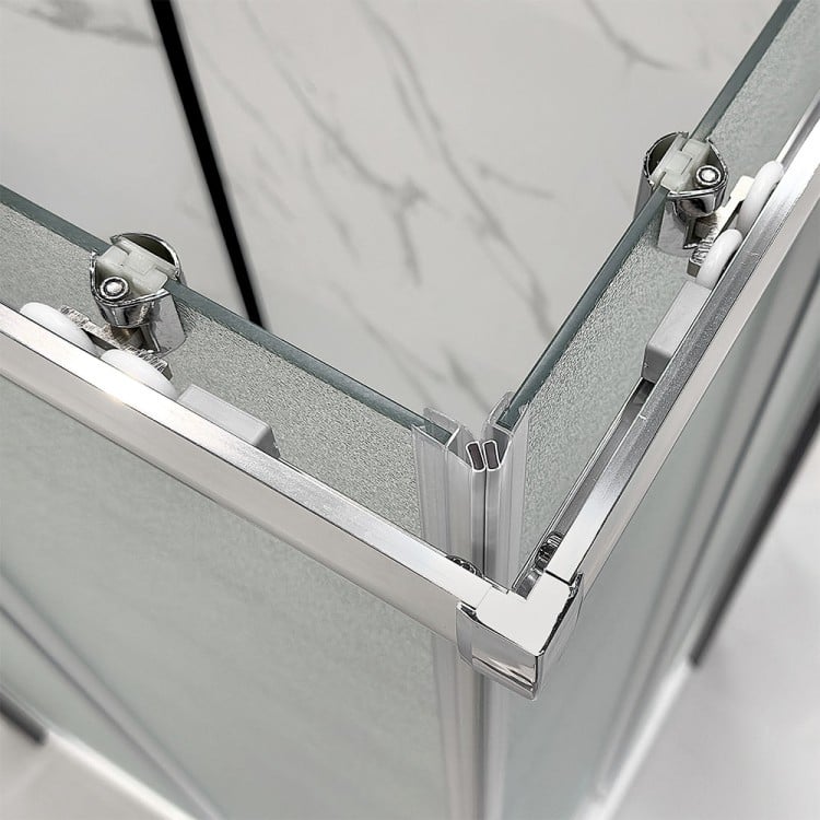 Box doccia angolare cromato H195cm con vetro stampato T-Special Feridras