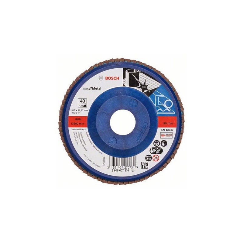 Disco abrasivo lamellare 115 mm grana 40 Bosch 2608607334