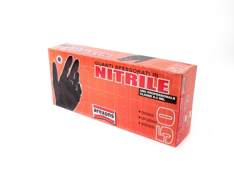 Guanti in nitrile spessorati taglia L 50 pz Arexons