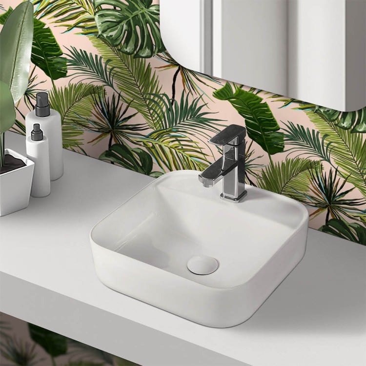 Lavabo da appoggio 39cm in ceramica bianca lucida Feridras