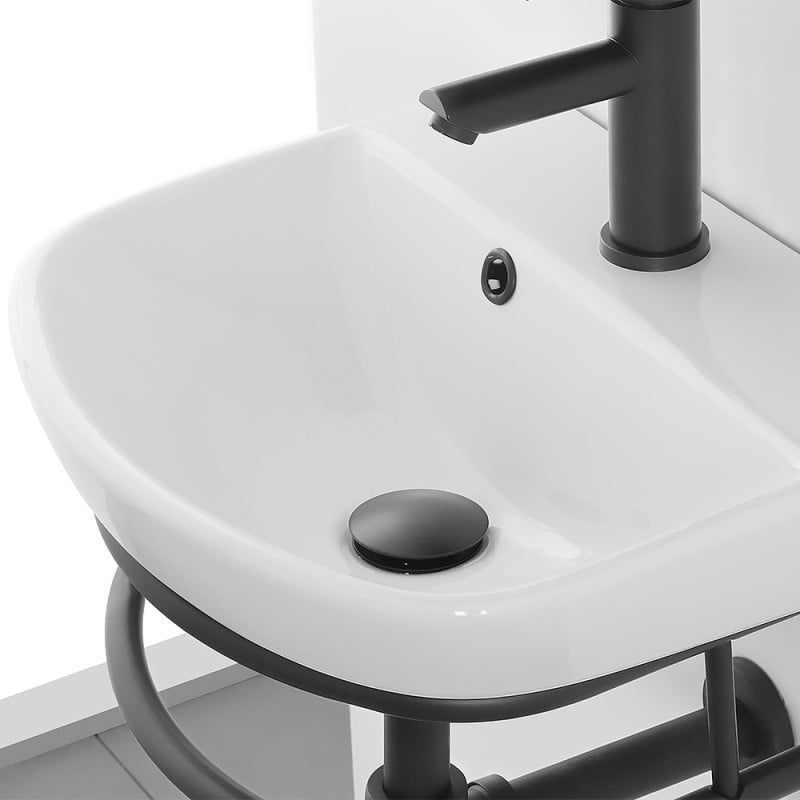 Mobile da bagno sospeso 45cm in metallo nero Borg Feridras