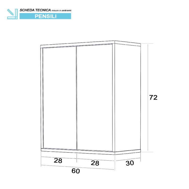 Pensile da bagno sospeso 60x72 cm bianco laccato con 2 ante Mondo 2.0 Feridras