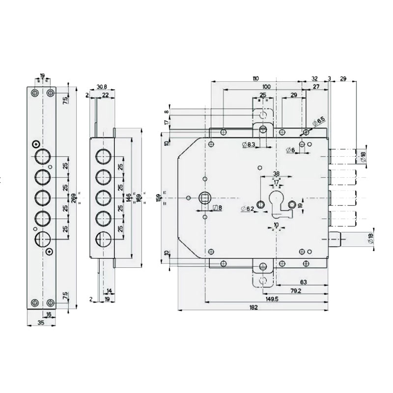 Serratura per porte blindate per cilindro Europeo 63mm Mottura 85555
