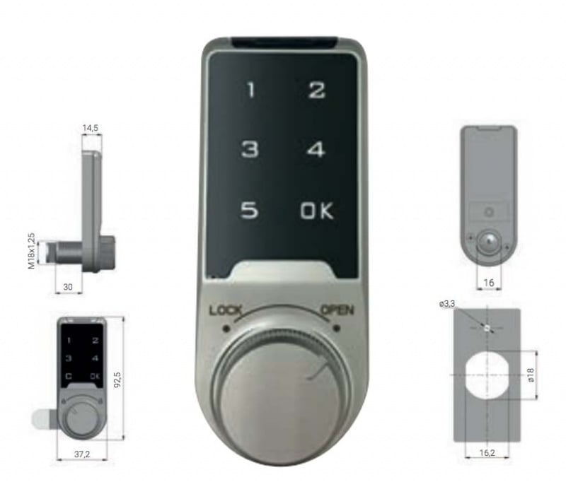 Serratura elettronica per armadi Slim lock Arregui 5 cifre