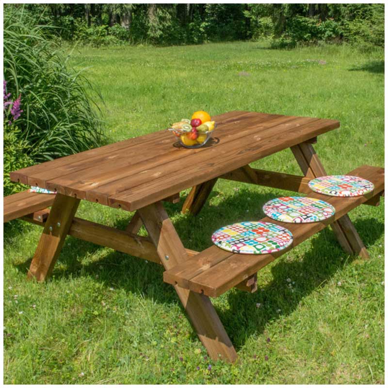 Tavolo da picnic 177x154cm in legno di pino con panche Oasi Losa Legnami