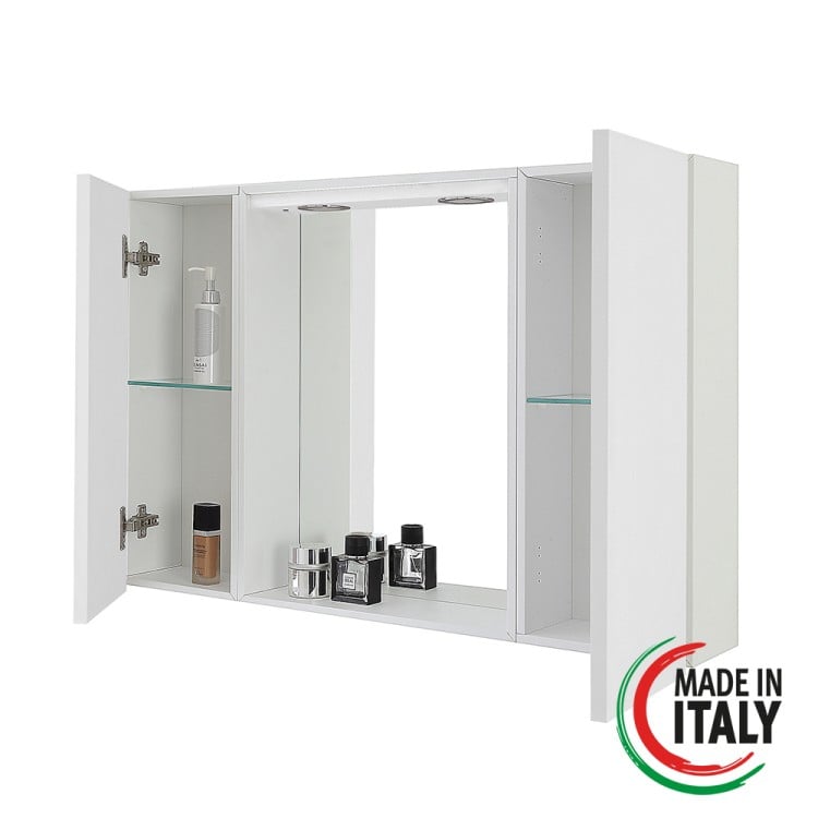 Specchiera da bagno bianco laccato 91x61 cm con 2 ante Mondo 2.0 Feridras