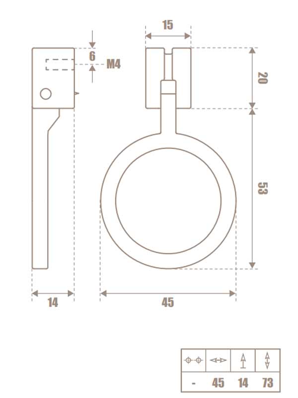 Maniglia per mobili stile moderno Serie 74 Giusti