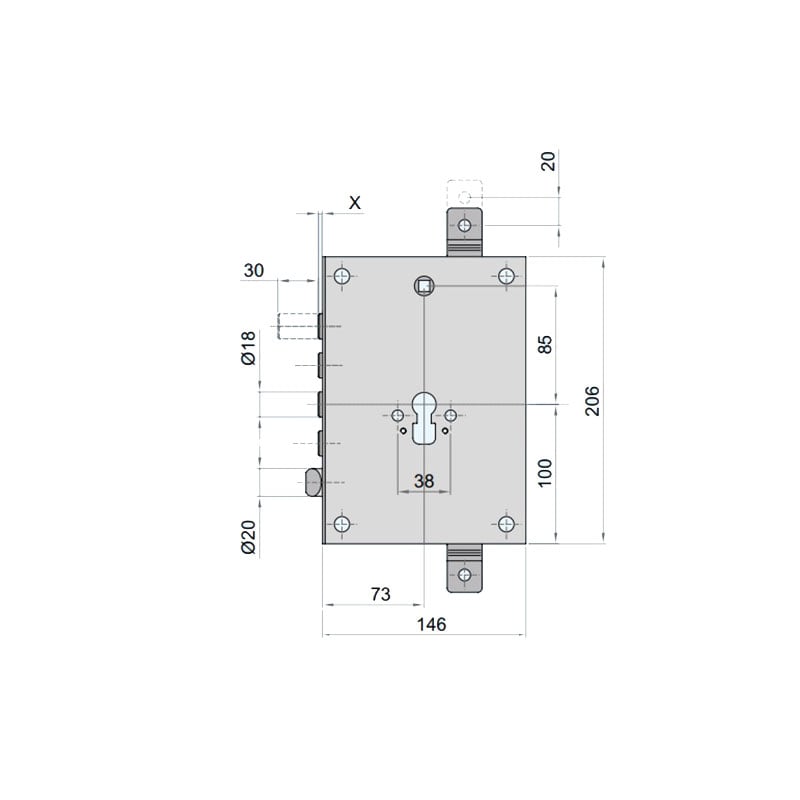 Serratura per porte blindate 73 mm Yale 135D1A03128