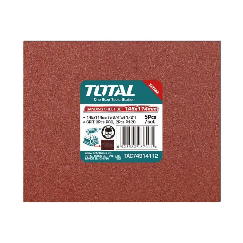 Set 5 Fogli abrasivi 145x114 per levigatrici Total P 80 e P 120