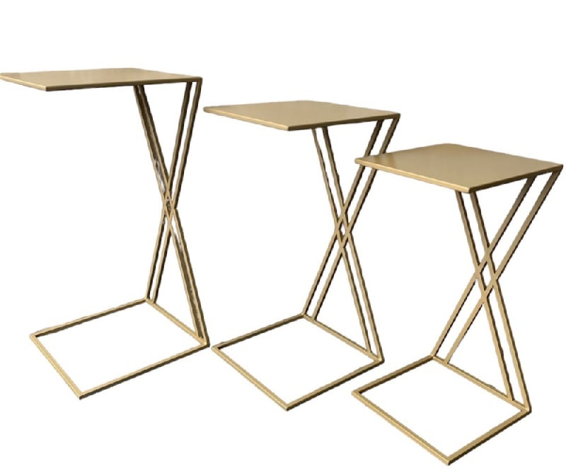 Tavolini in metallo per eventi set 3 pz Star Made in Italy
