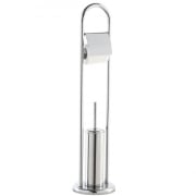 Piantana portarotolo e portascopino in acciaio cromato 83 cm Feridras 091020-b