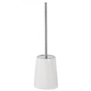 Portascopino in ceramica lucida e acciaio cromato bianco linea vienna Feridras 149018-b
