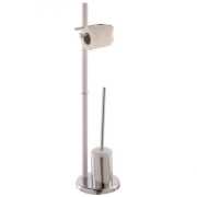 Piantana portascopino e portarotolo in acciaio cromato e bianco alto 78 cm Feridras 230001-b