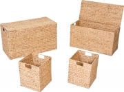Ceste portaoggetti con coperchio set 4 pz naturale