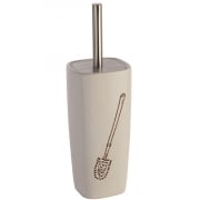 Portascopino in ceramica e acciaio con stampa a fuoco bianco linea tonga Feridras 275004-b