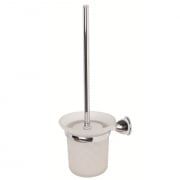 Portascopino a parete cromo vetro satinato con piastrine in acciaio antiruggine linea classic Feridras 285015-b