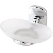 Portasapone cromo vetro satinato con piastrina in acciaio antiruggine linea vera Feridras 607003