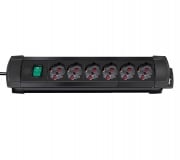 Multipresa in plastica 6 posti con interruttore 47 cm Nero Premium Brennenstuhl