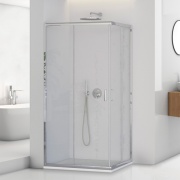 Box doccia angolare cromato H195cm con vetro trasparente T-Special Feridras