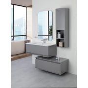 Mobile da bagno sospeso 90cm grigio con 2 cassetti separati Pastello Feridras