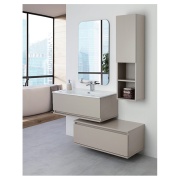 Mobile da bagno sospeso 90cm tortora con 2 cassetti separati Pastello Feridras