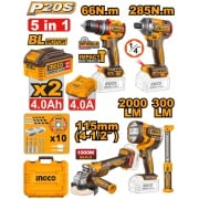 Ingco COSLI250692E Set 20V Smerigliatrice lampada Trapano a batteria