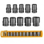 Set di 10 bussole ad impatto da 1/2 da 10 a 24 mm Ingco HKISSD12101